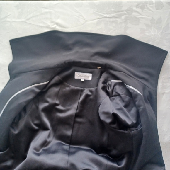 CALVIN KLEIN BLACK COWL NECK BUTTON COAT SIZE SMALL - Picture 4 of 15